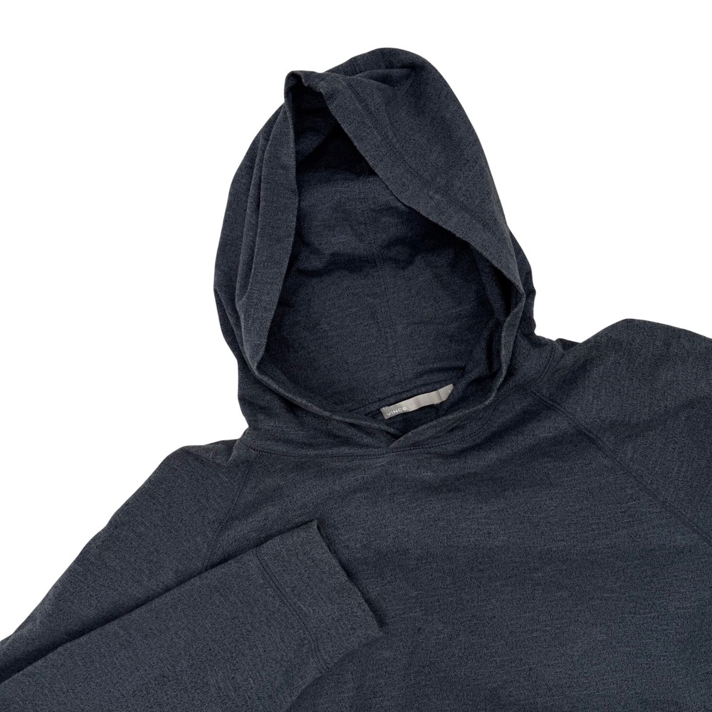 Vince Mens Gray Heathered Cotton Blend Long Sleeve‎ Hoodie Size Large